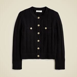 J. Crew Crewcuts Girls' Pointelle-Knit Cardigan Sweater Black Size XL NWT